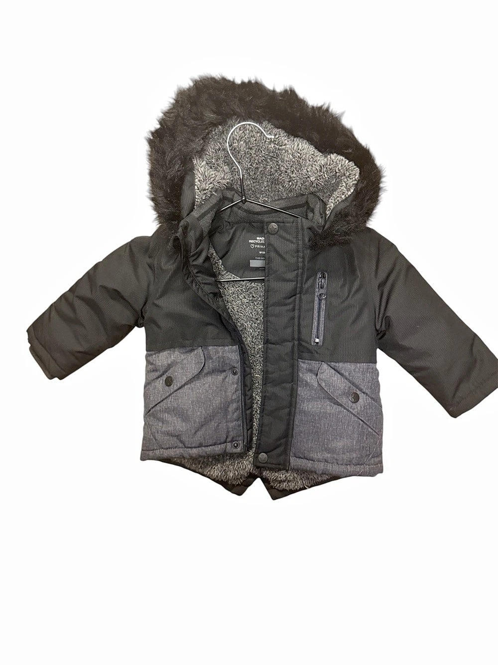 Primary Baby 9/12M Black & Gray Puffer Like New